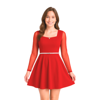 Vestido Anita – Manga Tul Transparente